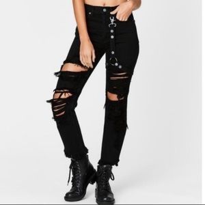 CARMAR Distressed Black Denim Jeans